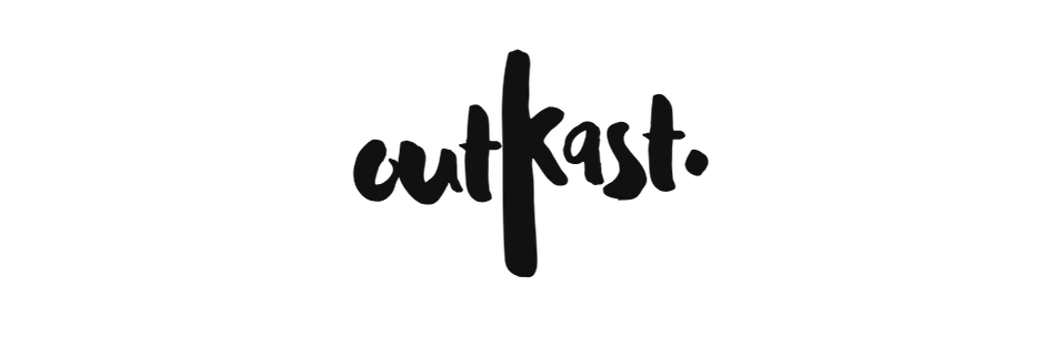 Black 'outkast' logo on a white background